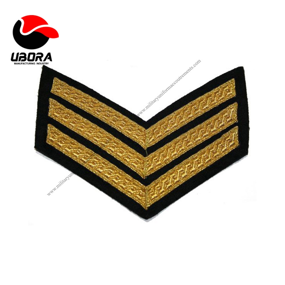 British ranks Sergeant Chevrons  Gold on Mess braided blazer custom